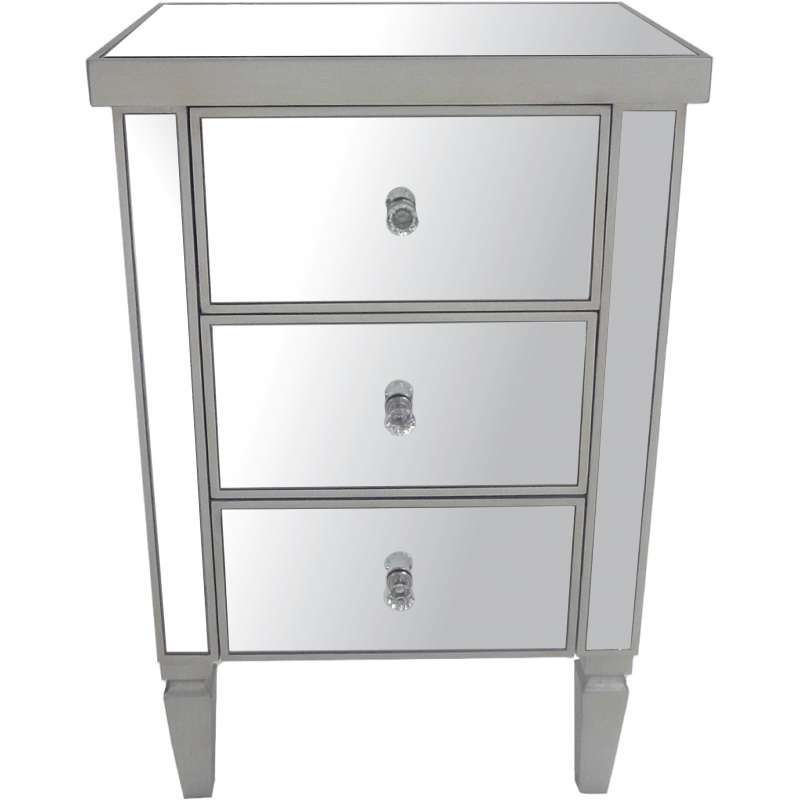 3 Drawer Mirrored Bedside Locker