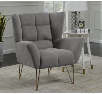 Canterbury Accent Chair with Rose Gold Metal Leg - Light Grey
