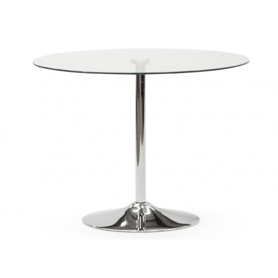 Orbit Round Glass Dining Table 100cm - Chrome Leg Base