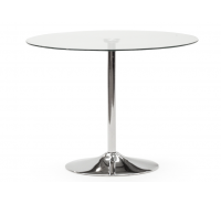 Orbit Round Glass Dining Table 1000 - Chrome Leg Base