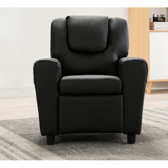 Kids Recliner with Cup Holder - Black