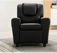 Kids Recliner with Cup Holder - Black
