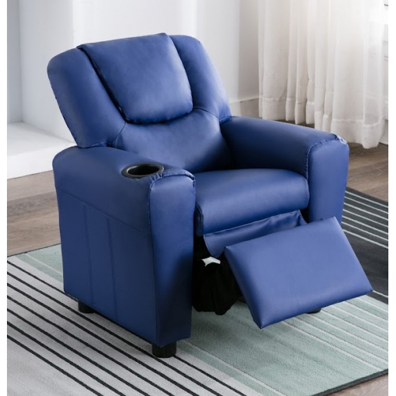 Kids Recliner with Cup Holder - Blue