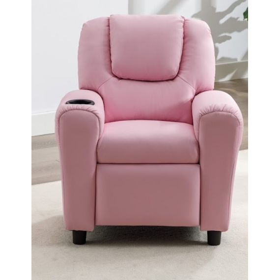 Kids Recliner with Cup Holder - Light Pink