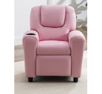 Kids Recliner with Cup Holder - Light Pink
