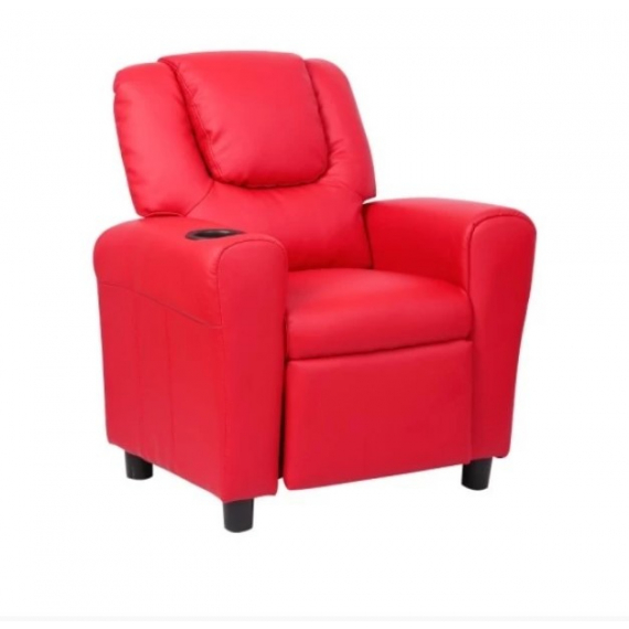 Kids Recliner with Cup Holder - Red