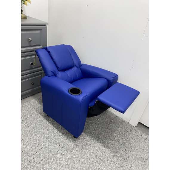 Kids Recliner with Cup Holder - Blue