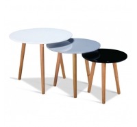 Sandon High Gloss Nest of Tables (White, Grey & Black)