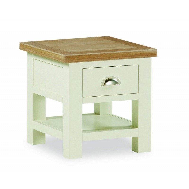 Longview Cream Oak Side Table Drawer Shelf