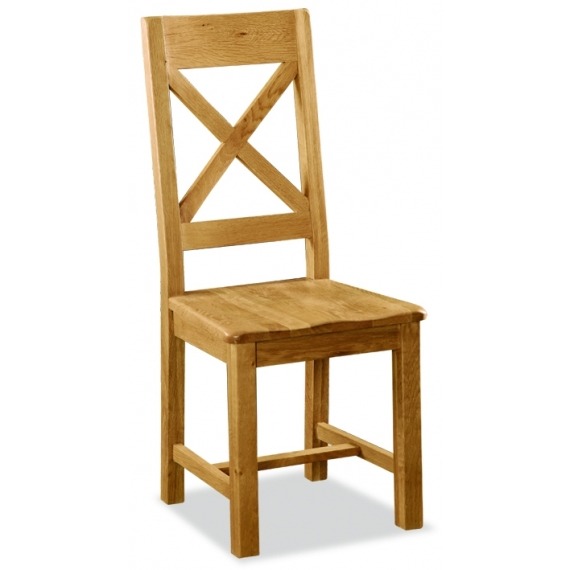 Cross-Back Chair With Wooden Seat