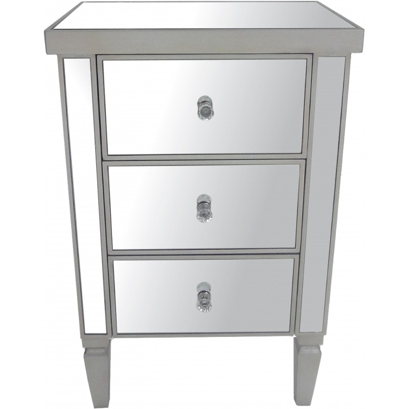 Bowen 3 Drawer Mirrored Bedside Locker