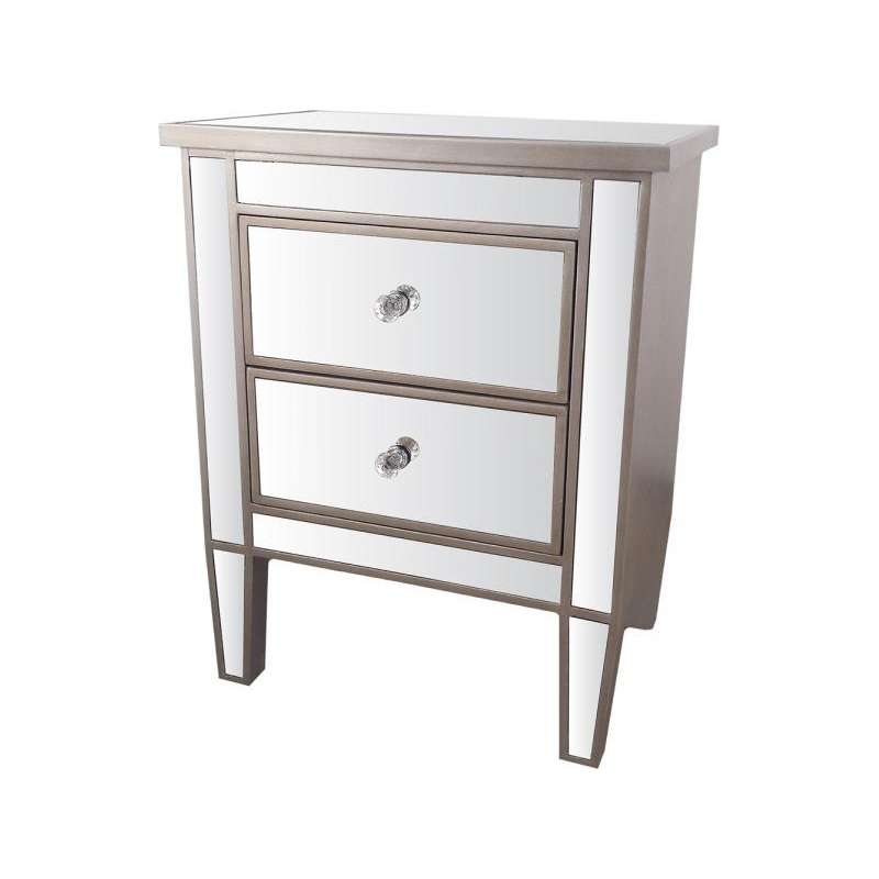 2 Drawer Mirrored Bedside Locker