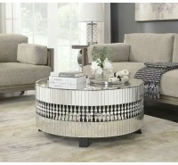 Sofia Round Mirrored Coffee Table with Crystals