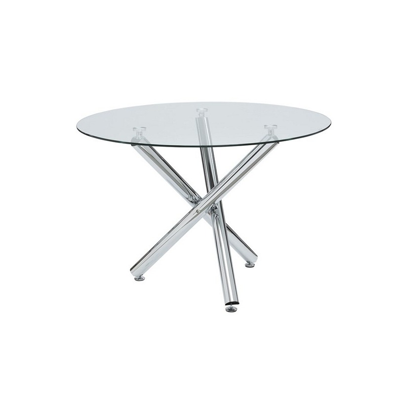 Round Glass Dining Table with Chrome Leg