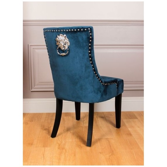 Velvet Chair with Lion Back Detail