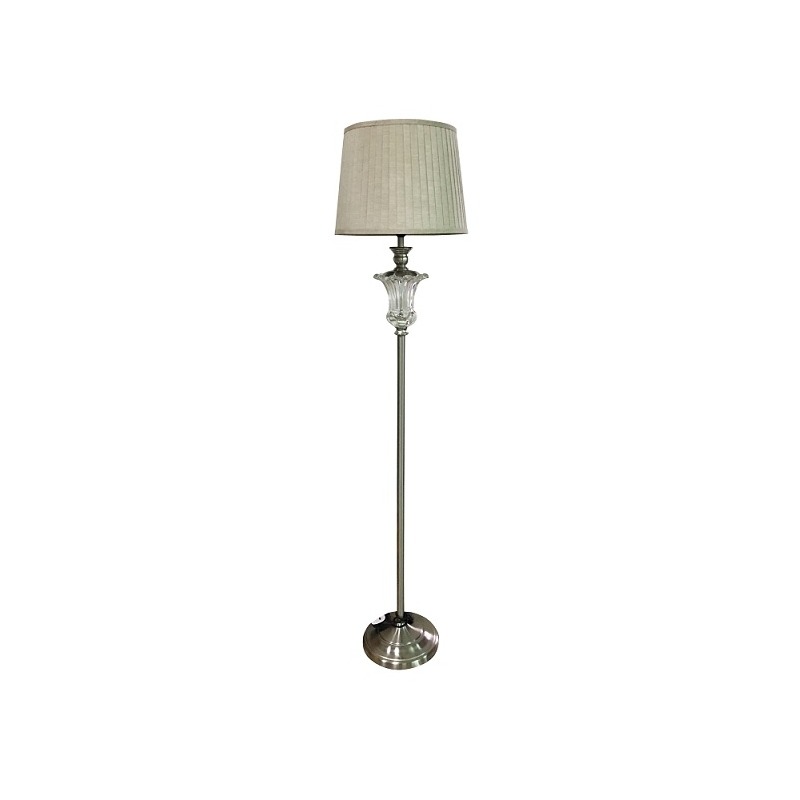 Crystal Cut Floor Lamp With Brushed Silver Base