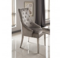 Bay Velvet Dining Chair with Polished Chrome Leg & Knocker Back