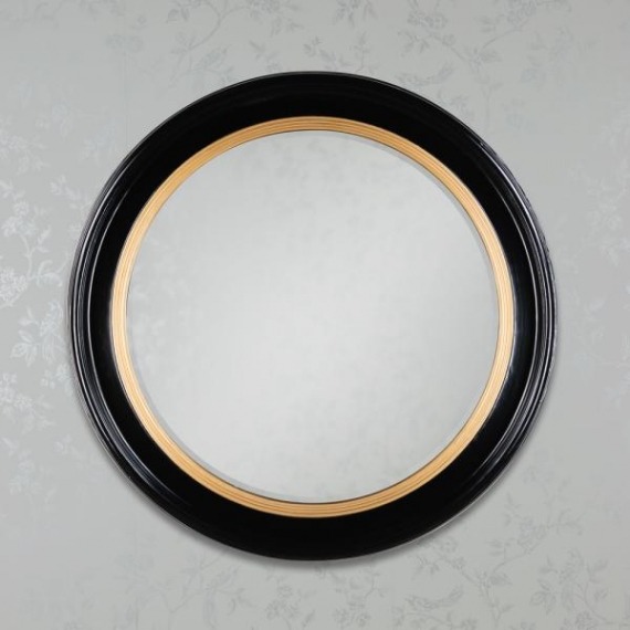 Penny Round Mirror Black Gold 90cm