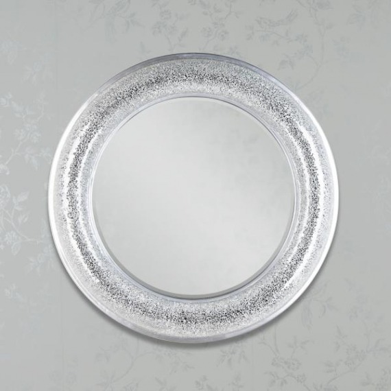Sarah Silver Mosaic Circular Mirror 80cm