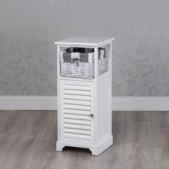Enzo 1 Door 1 Basket Storage Cabinet White