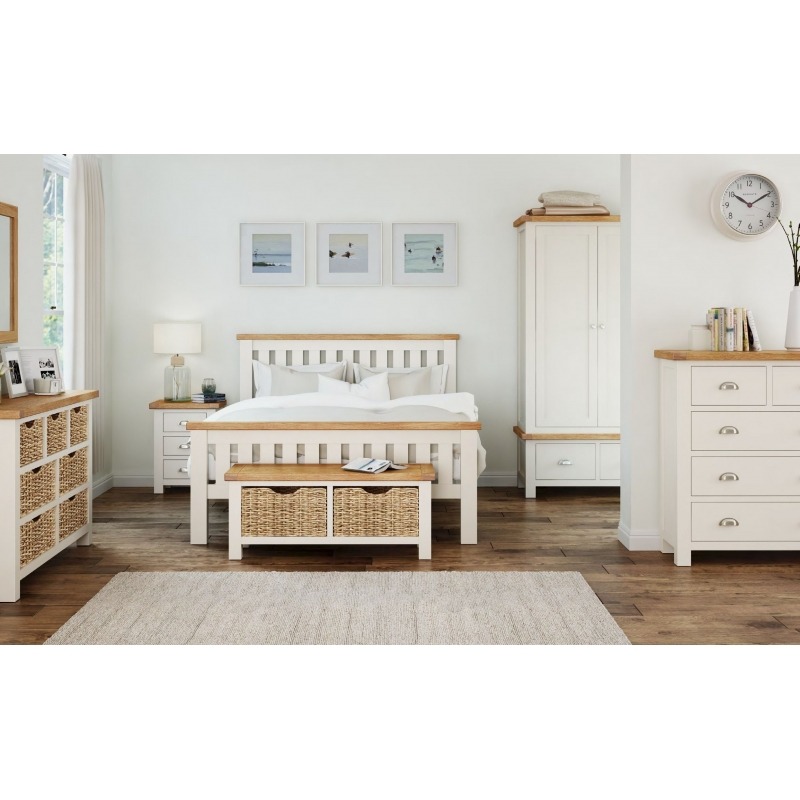 Longview Cream Oak Double Bed 2 Bedsides Set