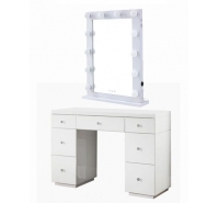 Hollywood White 7 Drawer Dressing Table and Mirror