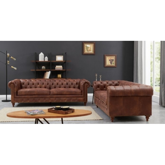 Darby 3+2 Seater Suite Brown Leather