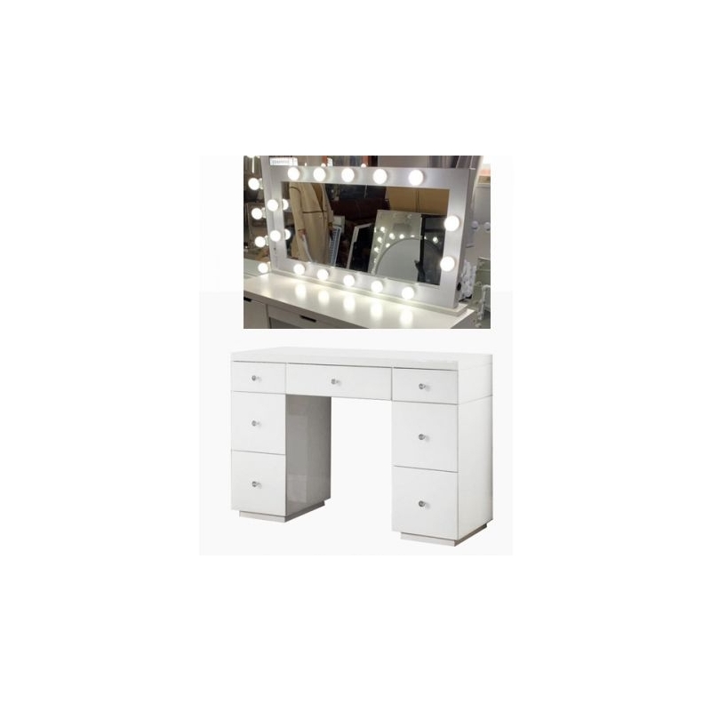 Isla Dressing Table 1 Drawer Mirror Stool Bedroom Makeup Vanity Desk White