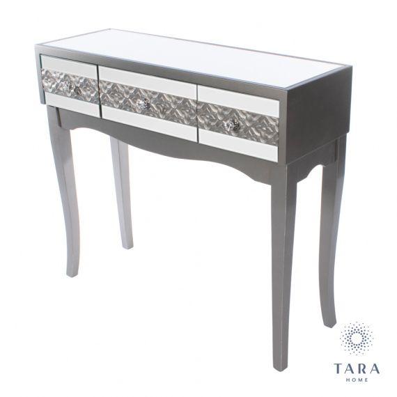 Jade 3 Drawer Mirrored Glass Console Table