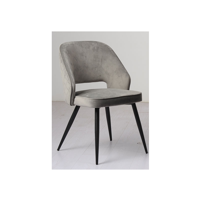 Brooklyn Velvet Dining Chair With Black Leg, Gray Upholstered Dining Chairs With Black Legs