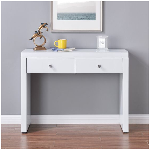 Hollywood White 2 Drawer Console Table