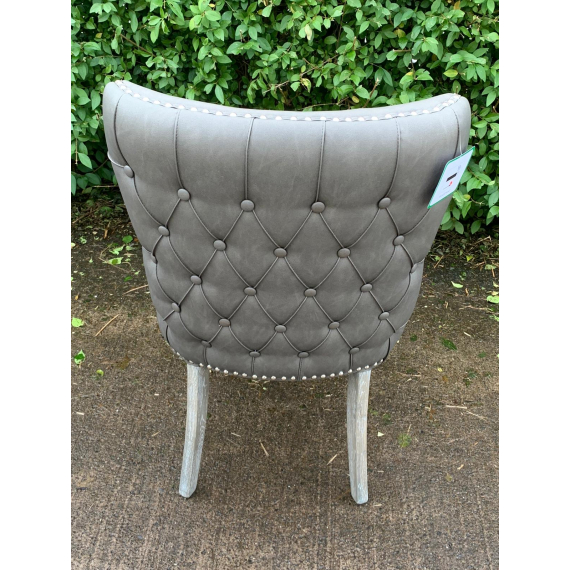 Kiley Buttoned Dining Chair - Grey Faux Leather