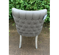 Kiley Buttoned Dining Chair - Grey Faux Leather