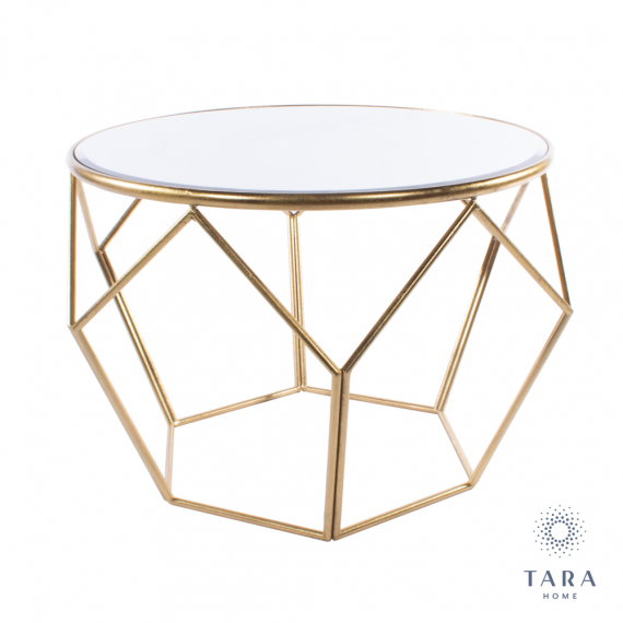 Geometric Mirrored End Table Gold