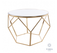 Geometric Mirrored End Table Gold