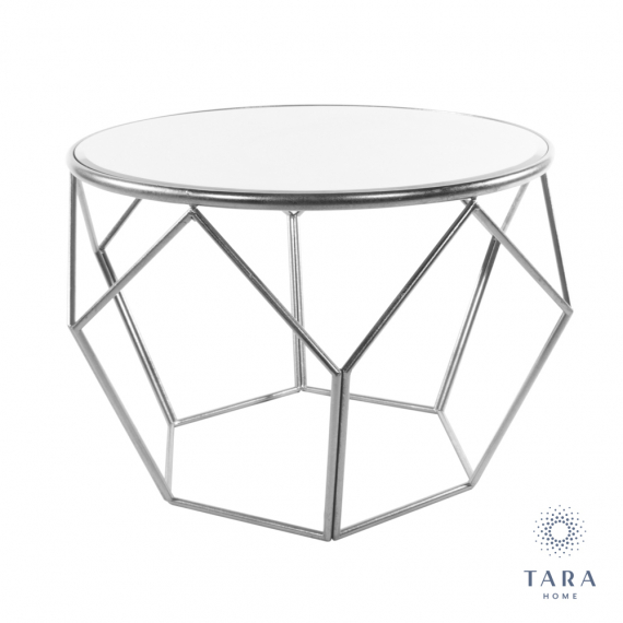 Geometric Mirrored End Table Silver