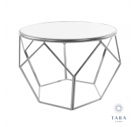 Geometric Mirrored End Table Silver