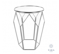 Geometric Mirrored Accent Table - Silver