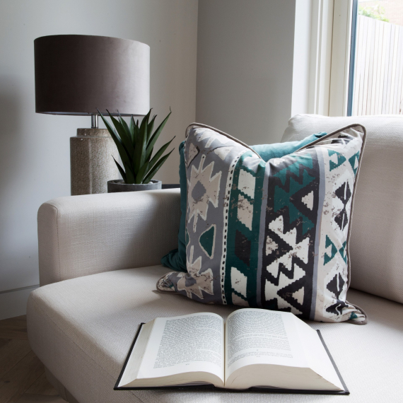 Uneek Home By Rachel McCann Circle Cushion Ethnic Green Velvet