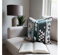 Uneek Home By Rachel McCann Circle Cushion Ethnic Green Velvet