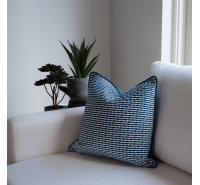 Uneek Home By Rachel McCann Circle Cushion Velvet Navy Stripe