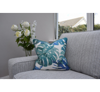 Uneek Home By Rachel McCann Cushion Aqua Leaf