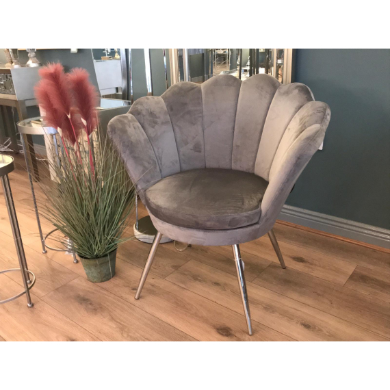 Shell Chair - Silver/Grey Velvet