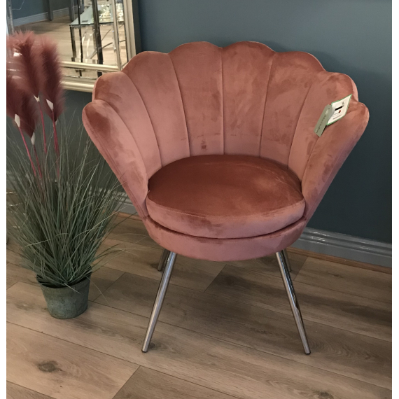 Shell Chair - Coral Pink with Chrome Leg