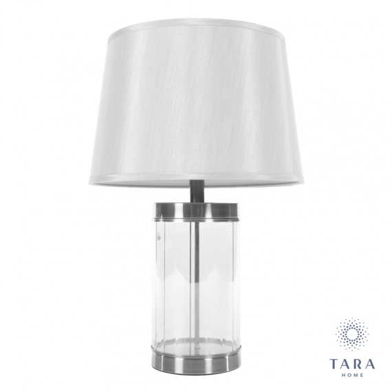 Carlee Silver Table Lamp with Satin Silver Shade 55cm
