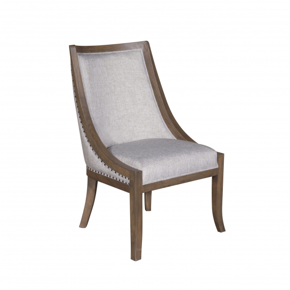 Harriett Dining Chair – Walnut Wood Finish & Grey Upholstery