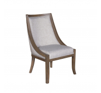 Harriette Dining Chair – Walnut Wood Finish & Grey Upholstery