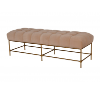 Claridge Velvet Beige Bench with Gold Metal Base