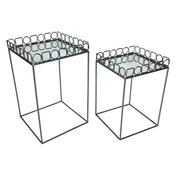 Rimini Set of 2 Silver Square Nesting Tables