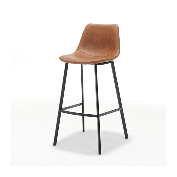 Barney Vintage Cognac Faux Leather, Brown Leather Bar Stool